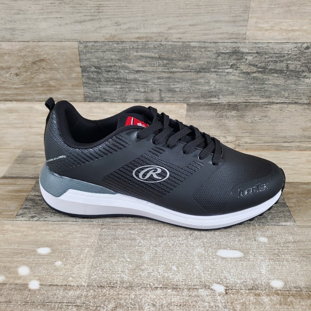 Rawlings League‎ Turf Mens Shoes Sz 7.5 D Black White Lace-Up Baseball Cleats